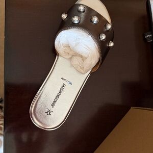 Johnston & Murphy Pewter Metallic Sheepskin Slides